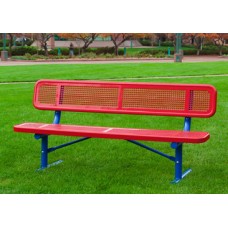 6 foot Bench with Back 2x12 inch Planks Surface Mount Perforated