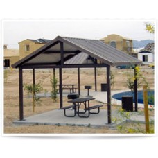 Gabled Shelter Steel 24 ga T and G Decking 29 ga metal roof 30x40