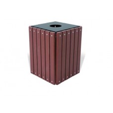 Two 20 GALLON RECYCLED GREEN TRASH RECEPTACLE with RECYCLING LID