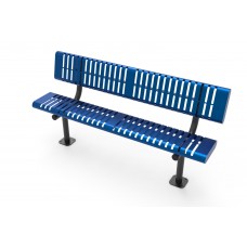 6 foot BENCH with BACK SLAT ROLLED INGROUND MOUNT PC FRAME