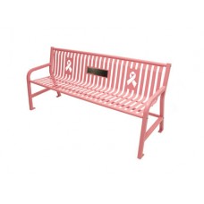 6 foot JACKSON CANCER AWARENESS RIBBON BENCH With BACK VERTICAL SLAT PC